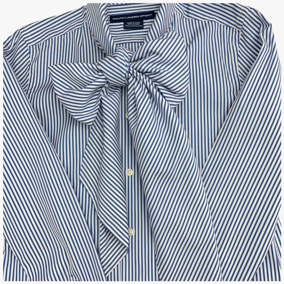 Ralph Lauren Striped Button Down with Bow Accent - Picture 5 of 9